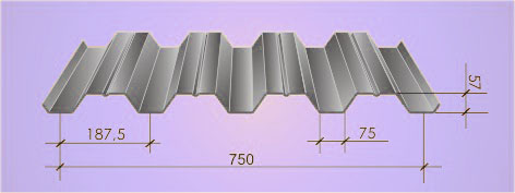 Профнастил Н57 схема